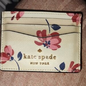 Kate Spade Floral Card Holder - Cream and Red